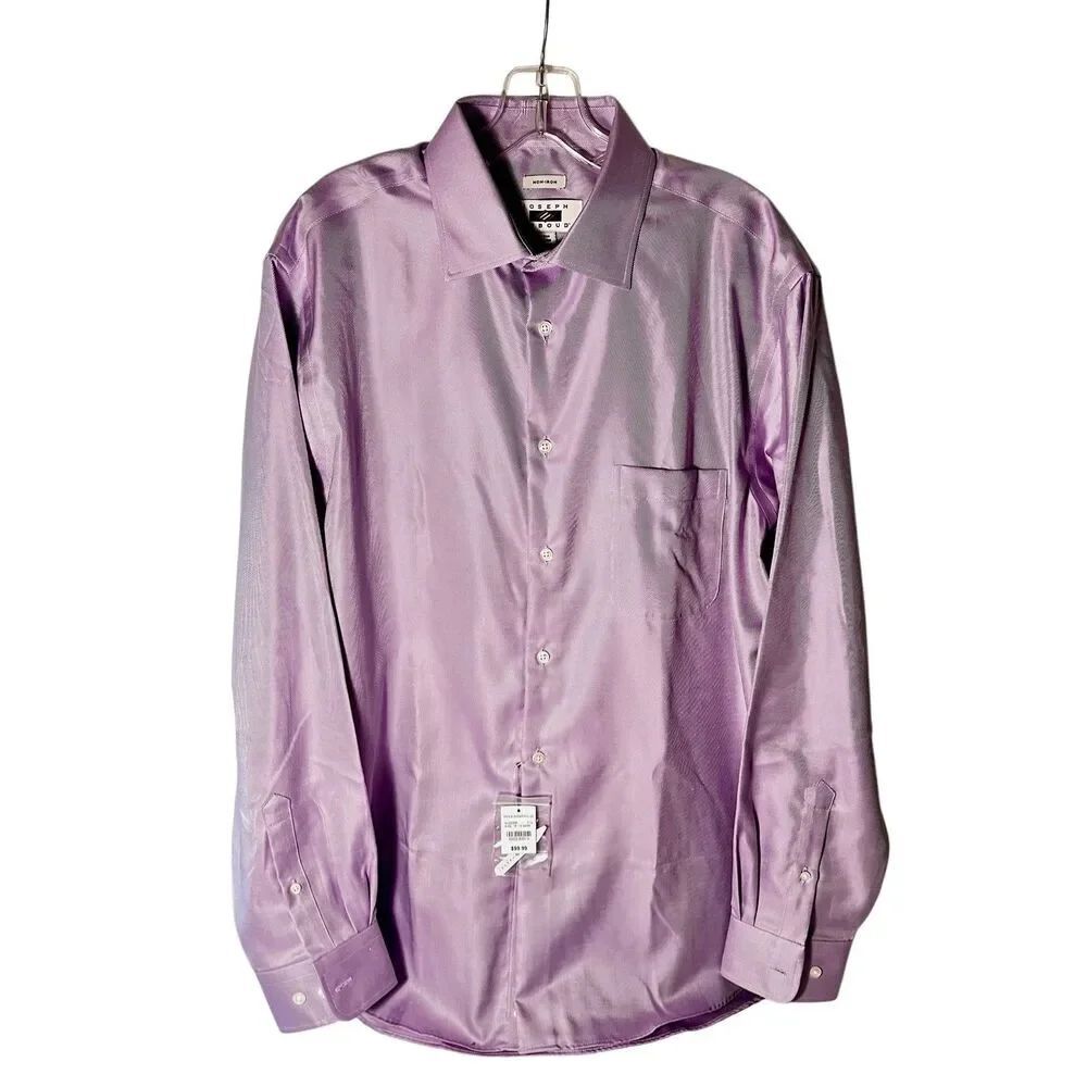 Joseph Abboud Non-Iron Twill Egyptian Cotton Dress Shirt, Lavender Sz16.5 34/35
